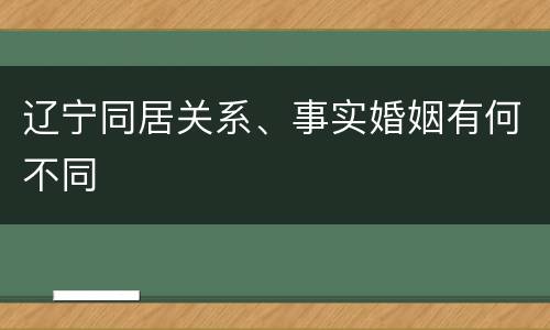 辽宁同居关系、事实婚姻有何不同