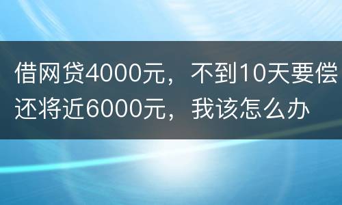 借网贷4000元，不到10天要偿还将近6000元，我该怎么办