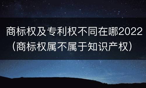 商标权及专利权不同在哪2022（商标权属不属于知识产权）