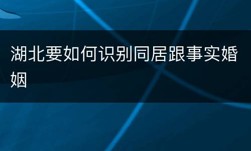湖北要如何识别同居跟事实婚姻