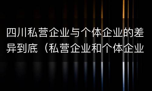 四川私营企业与个体企业的差异到底（私营企业和个体企业的区别）
