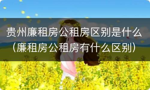贵州廉租房公租房区别是什么（廉租房公租房有什么区别）