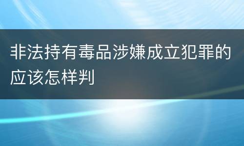 非法持有毒品涉嫌成立犯罪的应该怎样判