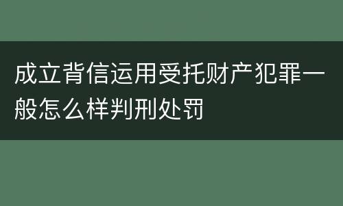 成立背信运用受托财产犯罪一般怎么样判刑处罚