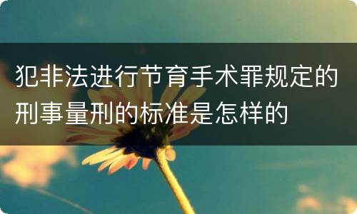 犯非法进行节育手术罪规定的刑事量刑的标准是怎样的