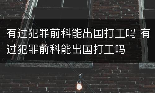有过犯罪前科能出国打工吗 有过犯罪前科能出国打工吗