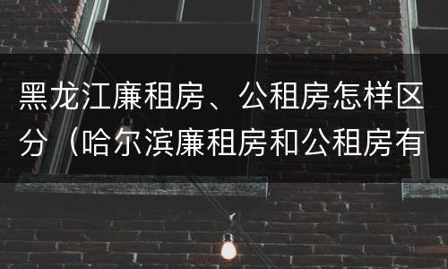 黑龙江廉租房、公租房怎样区分（哈尔滨廉租房和公租房有什么区别）