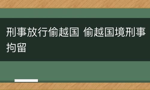刑事放行偷越国 偷越国境刑事拘留