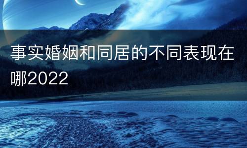 事实婚姻和同居的不同表现在哪2022