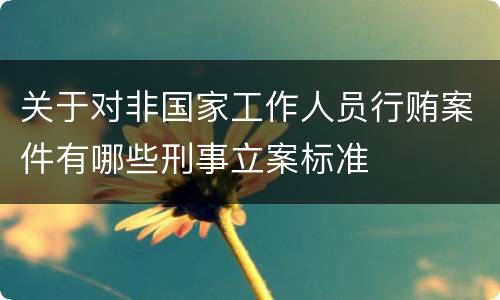 关于对非国家工作人员行贿案件有哪些刑事立案标准