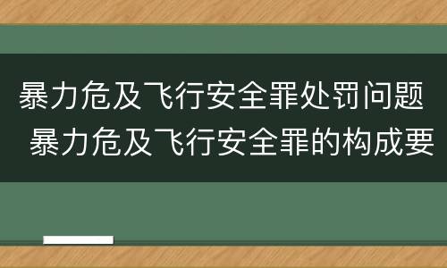 暴力危及飞行安全罪处罚问题 暴力危及飞行安全罪的构成要件