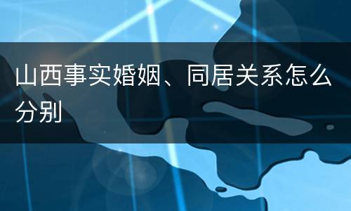 山西事实婚姻、同居关系怎么分别
