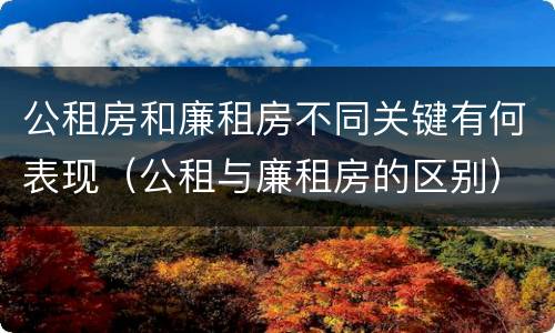 公租房和廉租房不同关键有何表现（公租与廉租房的区别）