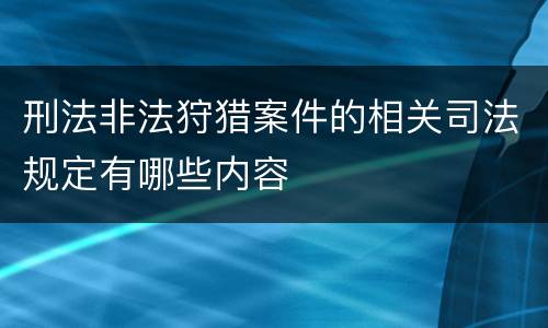 刑法非法狩猎案件的相关司法规定有哪些内容