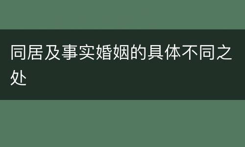 同居及事实婚姻的具体不同之处