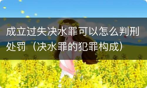 成立过失决水罪可以怎么判刑处罚（决水罪的犯罪构成）