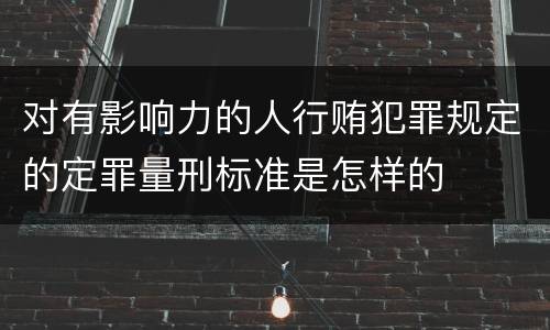 对有影响力的人行贿犯罪规定的定罪量刑标准是怎样的