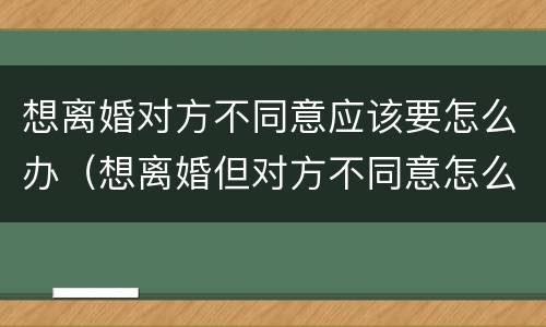 想离婚对方不同意应该要怎么办（想离婚但对方不同意怎么办）