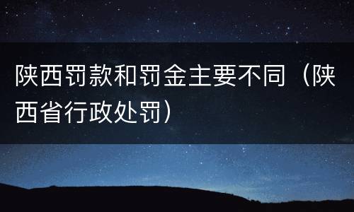 陕西罚款和罚金主要不同（陕西省行政处罚）