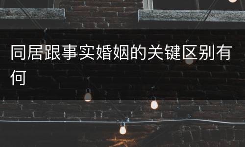 同居跟事实婚姻的关键区别有何