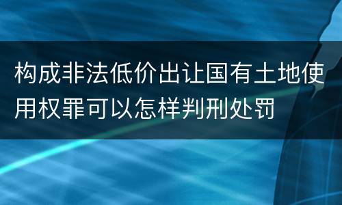 构成非法低价出让国有土地使用权罪可以怎样判刑处罚