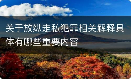 关于放纵走私犯罪相关解释具体有哪些重要内容