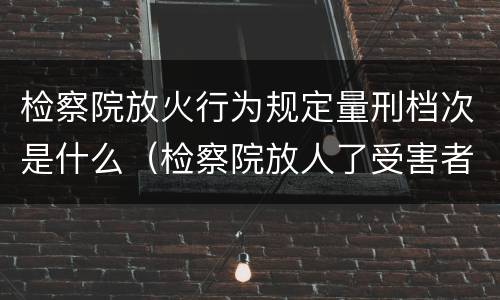 检察院放火行为规定量刑档次是什么（检察院放人了受害者怎么办）