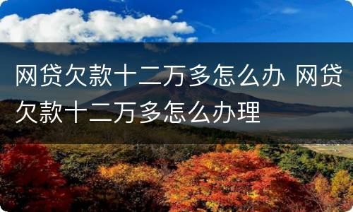 网贷欠款十二万多怎么办 网贷欠款十二万多怎么办理