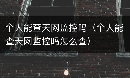 个人能查天网监控吗（个人能查天网监控吗怎么查）