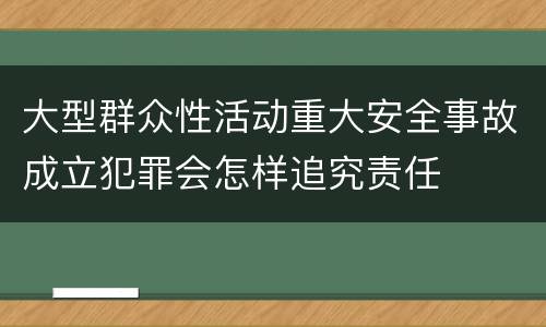 大型群众性活动重大安全事故成立犯罪会怎样追究责任