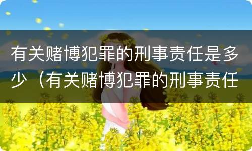 有关赌博犯罪的刑事责任是多少（有关赌博犯罪的刑事责任是多少年）