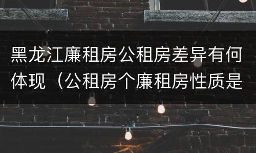 黑龙江廉租房公租房差异有何体现（公租房个廉租房性质是一样的吗）