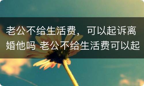 老公不给生活费，可以起诉离婚他吗 老公不给生活费可以起诉离婚吗?