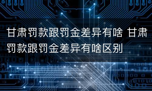 甘肃罚款跟罚金差异有啥 甘肃罚款跟罚金差异有啥区别