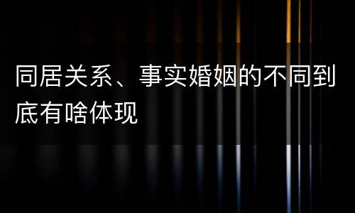 同居关系、事实婚姻的不同到底有啥体现