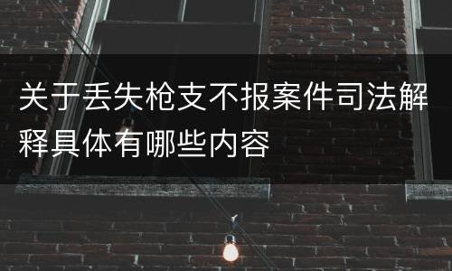 关于丢失枪支不报案件司法解释具体有哪些内容