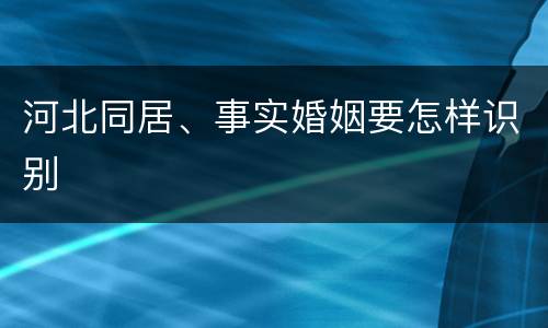 河北同居、事实婚姻要怎样识别