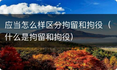 应当怎么样区分拘留和拘役（什么是拘留和拘役）