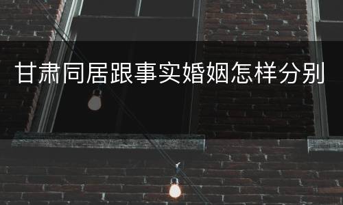 甘肃同居跟事实婚姻怎样分别