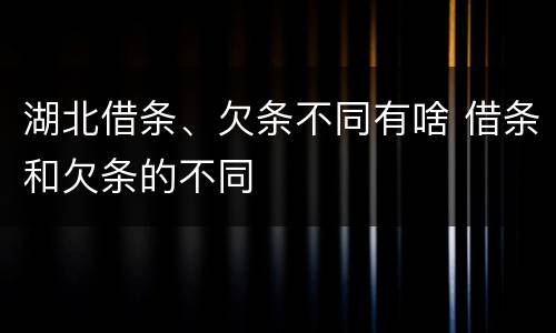 湖北借条、欠条不同有啥 借条和欠条的不同