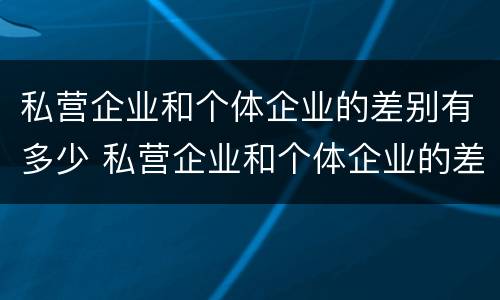 私营企业和个体企业的差别有多少 私营企业和个体企业的差别有多少呢