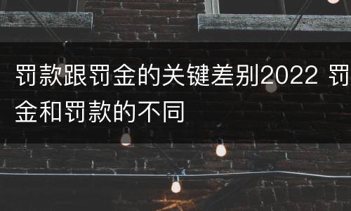 罚款跟罚金的关键差别2022 罚金和罚款的不同