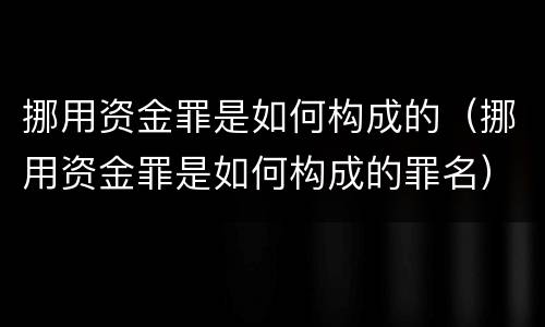 挪用资金罪是如何构成的（挪用资金罪是如何构成的罪名）