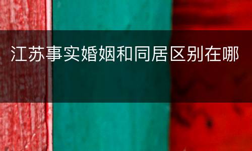 江苏事实婚姻和同居区别在哪