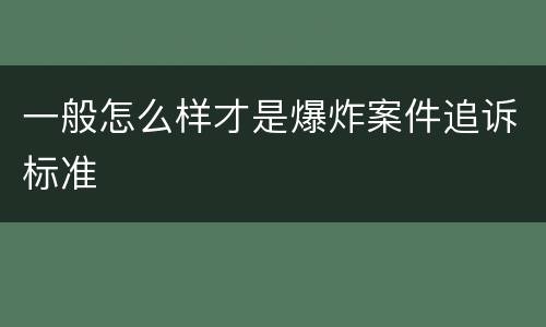 一般怎么样才是爆炸案件追诉标准