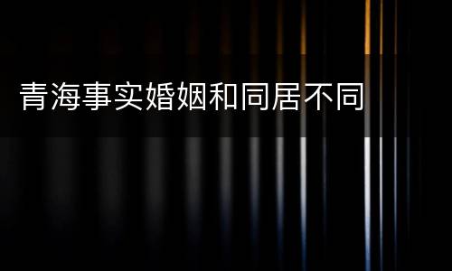 青海事实婚姻和同居不同
