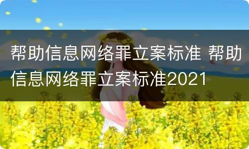 帮助信息网络罪立案标准 帮助信息网络罪立案标准2021