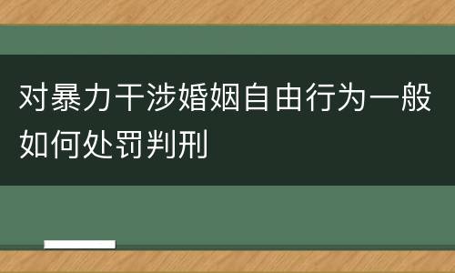 对暴力干涉婚姻自由行为一般如何处罚判刑