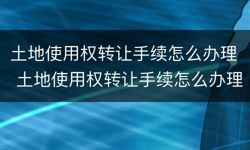 土地使用权转让手续怎么办理 土地使用权转让手续怎么办理流程