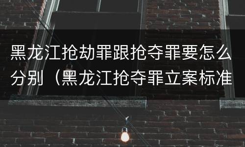 黑龙江抢劫罪跟抢夺罪要怎么分别（黑龙江抢夺罪立案标准）